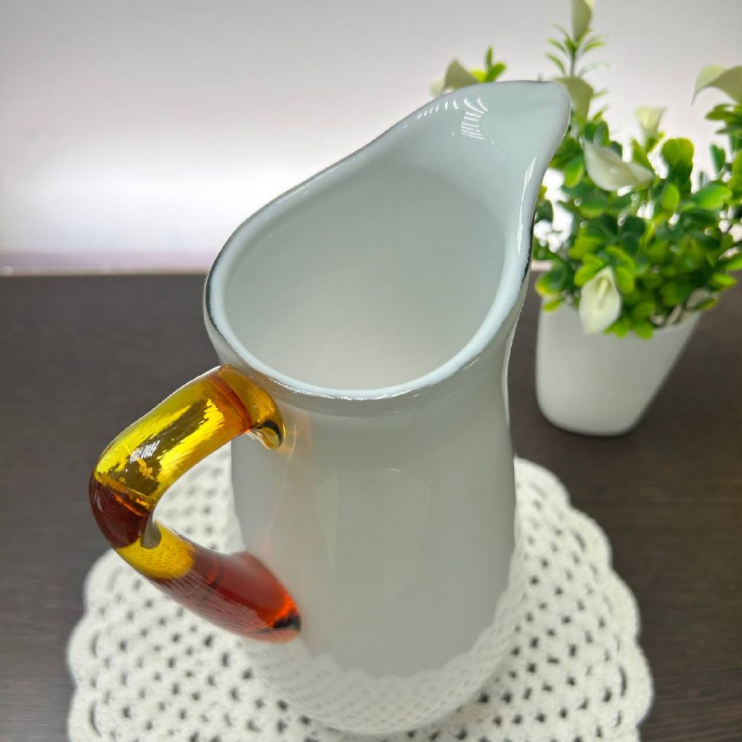 Кувшин для холодных напитков. Молочное и цветное стекло. Редкий!. Картинка 3